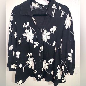 LAUREN MICHELLE GAUZE EMBROIDERED BUTTON DOWN TOP Size 2X 100% Cotton